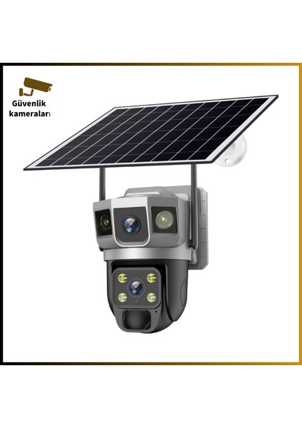Ultra Hd (3+3) 4g, Güneş Akıllı Güvenlik Kamerası, Tam Renkli Gece Görüşü, Mobil Alarm