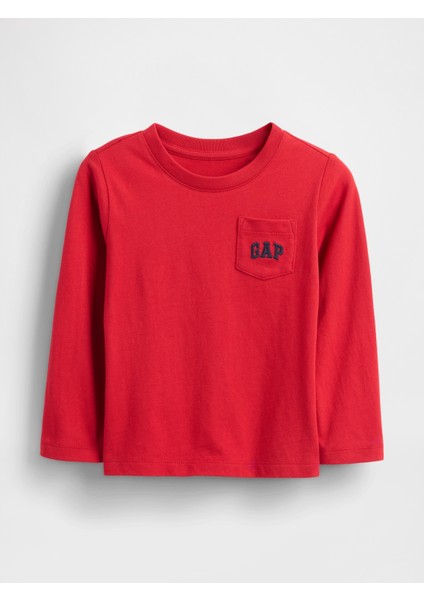 Erkek Bebek Kırmızı Gap Logo Cep T-Shirt