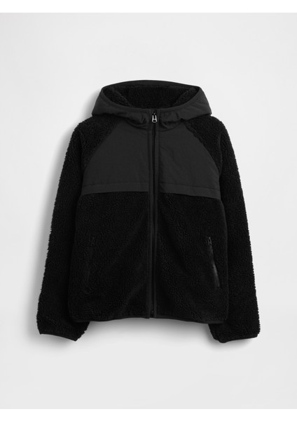 Erkek Çocuk Siyah Sherpa Ceket