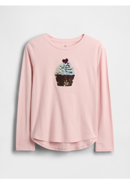 Kız Çocuk Pembe Flippy-Sequin Grafik T-Shirt fırsatları
