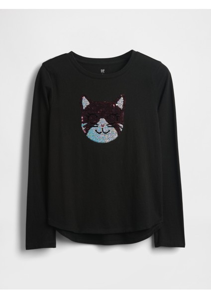 Kız Çocuk Siyah Flippy-Sequin Grafik T-Shirt fiyatları