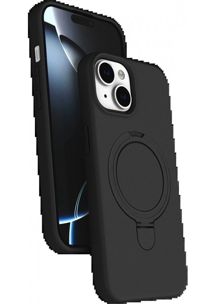 Apple iPhone 15 Plus Regal Magsafe Standlı Kapak - Siyah