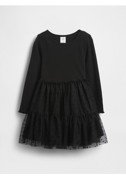 Kız Bebek Siyah Tül Detaylı Elbise fırsatları