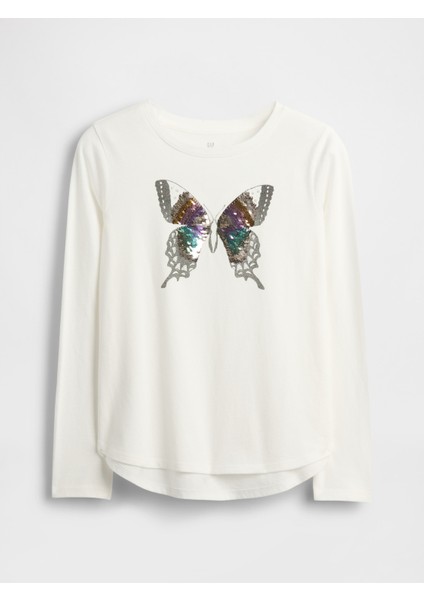 Kız Çocuk Beyaz Flippy-Sequin Grafik T-Shirt fırsatları