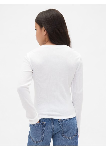 Kız Çocuk Beyaz Örgülü Gap Logo T-Shirt modelleri