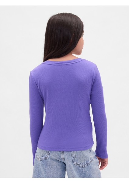 Kız Çocuk Mor Örgülü Gap Logo T-Shirt modelleri