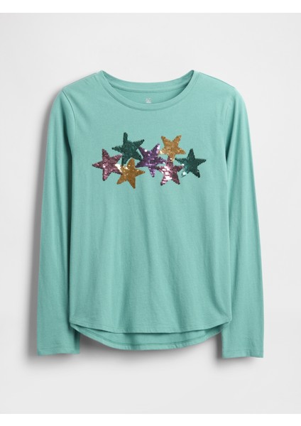 Kız Çocuk Turkuaz Flippy-Sequin Grafik T-Shirt fırsatları