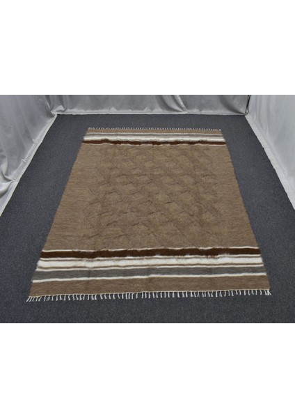 Yeni El Dokuma Sütlü Kahve Dikişsiz Çift Kişilik Tiftik Yün Siirt Kilimi 6379 fiyatları