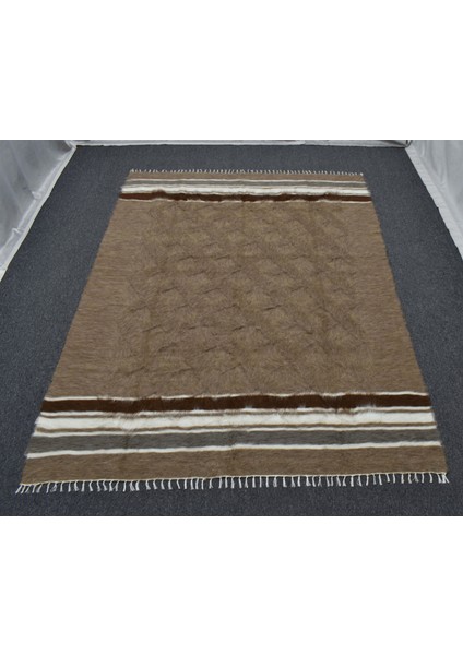 Yeni El Dokuma Sütlü Kahve Dikişsiz Çift Kişilik Tiftik Yün Siirt Kilimi 6379 indirimleri