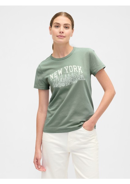 Kadın Yeşil Favorite Grafik T-Shirt