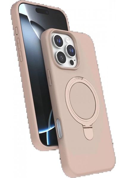 Apple iPhone 16 Pro Regal Magsafe Standlı Kapak - Çöl Titanyum