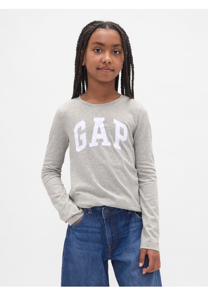 Kız Çocuk Gri Gap Logo T-Shirt