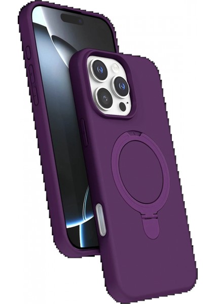 Apple iPhone 16 Pro Regal Magsafe Standlı Kapak - Derin Mor