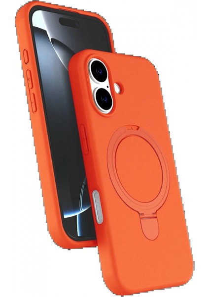 Apple iPhone 16 Regal Magsafe Standlı Kapak - Turuncu