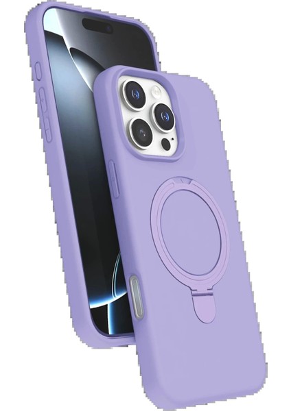 Apple iPhone 16 Pro Regal Magsafe Standlı Kapak - Lila