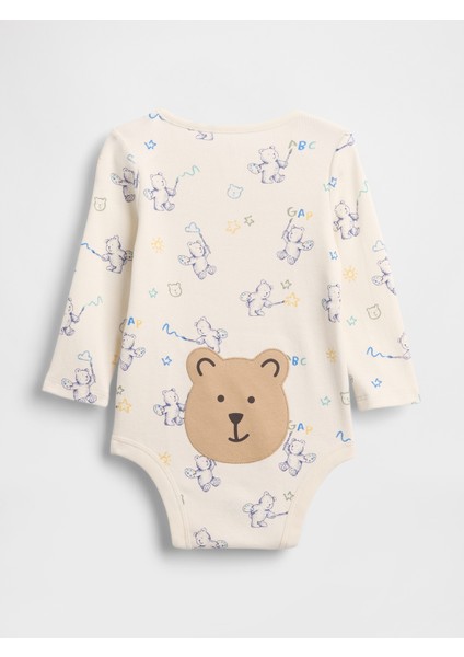 Bebek Krem Brannan Desenli Bodysuit