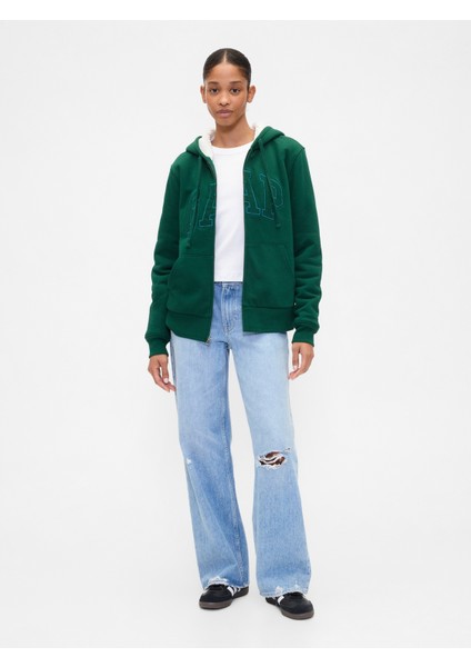 Kadın Koyu Yeşil Gap Logo Fermuarlı Sweatshirt indirimleri