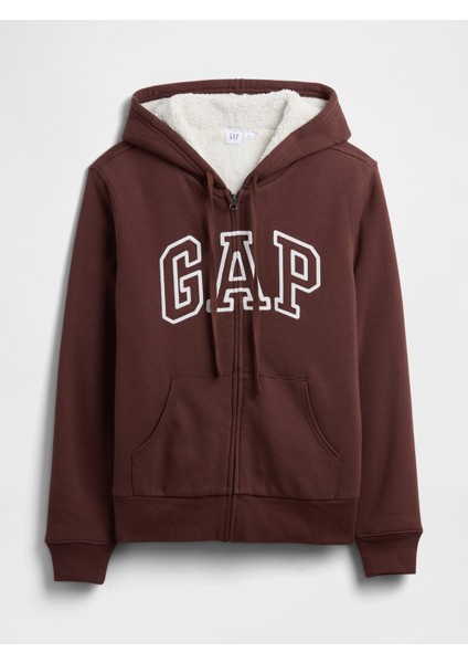 Kadın Kahverengi Gap Logo Fermuarlı Sweatshirt fırsatları