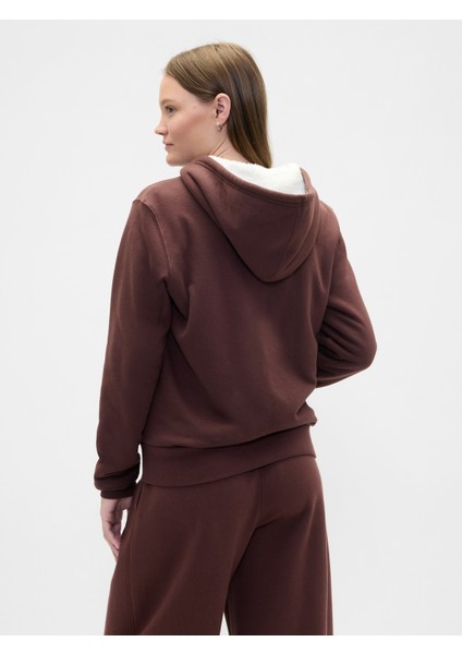 Kadın Kahverengi Gap Logo Fermuarlı Sweatshirt