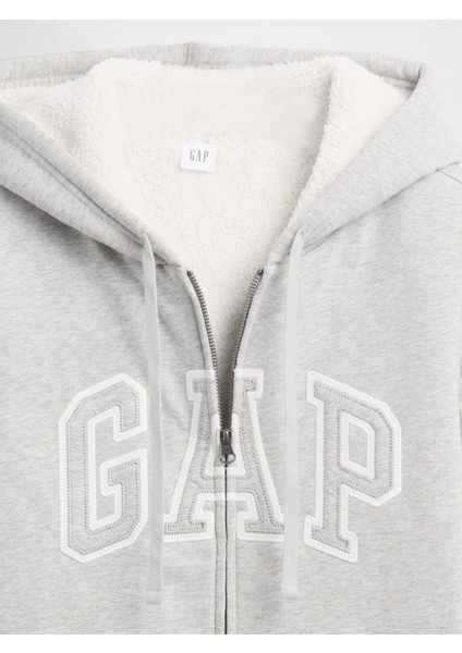 Kadın Açık Gri Gap Logo Fermuarlı Sweatshirt modelleri