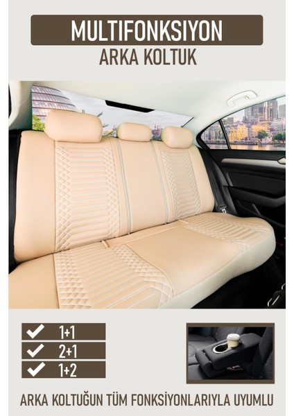 Peugeot 4007 ile Uyumlu Lüx Deri Oto Koltuk Kılıfı Ön Arka Takım Dıamond Serisi Bej fiyatları