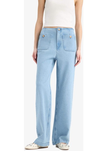 90's Wide Leg Yüksek Bel Düz Paça Uzun Jean Kar Yıkamalı Pantolon D9419AX25SM fırsatları