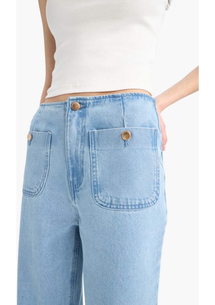 90's Wide Leg Yüksek Bel Düz Paça Uzun Jean Kar Yıkamalı Pantolon D9419AX25SM indirimleri
