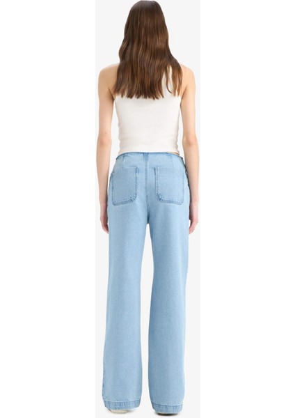 90's Wide Leg Yüksek Bel Düz Paça Uzun Jean Kar Yıkamalı Pantolon D9419AX25SM