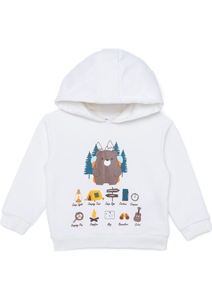 Erkek Bebek Camp Life Kapüşonlu Sweatshirt Fermuarlı Uzun Kol
