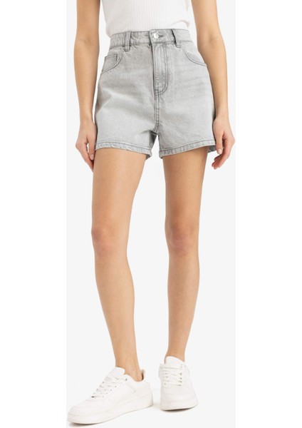 Mom Fit Yüksek Bel Kısa Paça Jean Şort E0528AX25SM