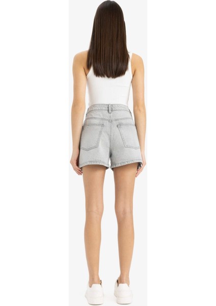 Mom Fit Yüksek Bel Kısa Paça Jean Şort E0528AX25SM