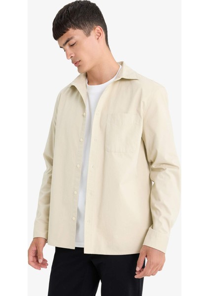 Regular Fit Polo Yaka Pamuklu Uzun Kollu Gömlek E8112AX25AU fırsatları