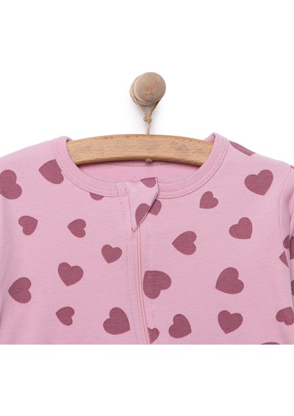 Kız Kalp Desenli Fermuarlı Patiksiz Tulum Kız Bebek modelleri