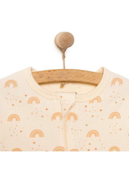 Kız Gökkuşağı Desenli Fermuarlı Patiksiz Tulum Kız Bebek modelleri