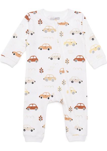 Erkek Bebek Patiksiz Tulum Fermuarlı Bisiklet Yaka Uzun Kol Ribanalı Paça