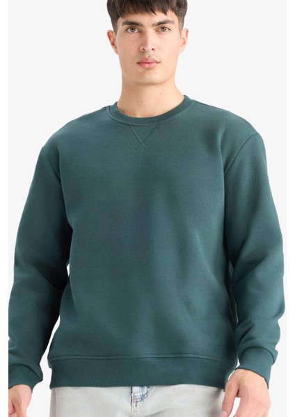 Regular Fit Bisiklet Yaka Basic Düz Kalın Sweatshirt T3777AZ25AU