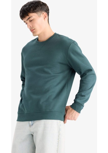 Regular Fit Bisiklet Yaka Basic Düz Kalın Sweatshirt T3777AZ25AU fırsatları