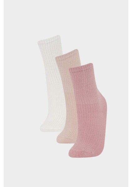 Kız Çocuk 3'lü Pamuklu Uzun Çorap F7212A8NS