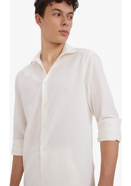 Regular Fit Polo Yaka Pamuklu Uzun Kollu Gömlek E7741AX25AU