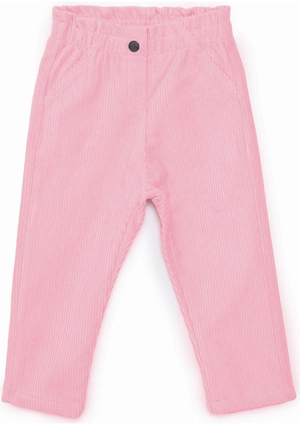 Kız Bebek Kadife Pantolon Düğmeli Reçme Paça