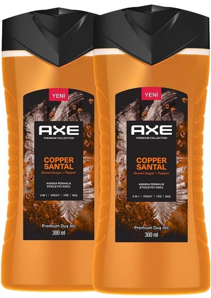 Premium Collection 3'ü 1 Arada Duş Jeli 300 ml – Copper Santal, Limon, Mandalina ve Bergamot Aromalı, Vücut Saç Yüz İçin