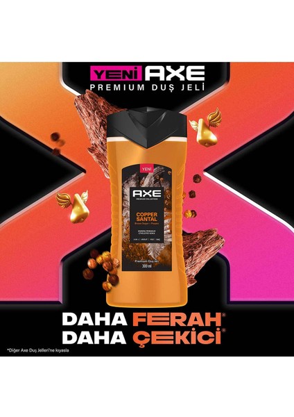 Premium Collection 3'ü 1 Arada Duş Jeli 300 ml – Copper Santal, Limon, Mandalina ve Bergamot Aromalı, Vücut Saç Yüz İçin
