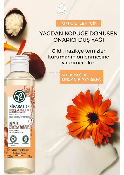 Onarıcı ve Nemlendirici Duş Yağı 200 ml – Kuru, Yıpranmış ve Hassas Ciltler İçin Yoğun Bakım