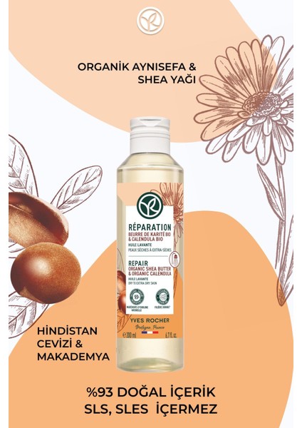 Onarıcı ve Nemlendirici Duş Yağı 200 ml – Kuru, Yıpranmış ve Hassas Ciltler İçin Yoğun Bakım