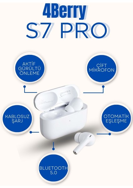 S7 Pro Kablosuz Kulaklık – Bluetooth 5.0, Şarj Kutulu, Yüksek Ses Kalitesi