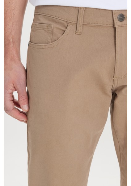 Erkek Camel Slim Fit Dar Kesim 5 Cep Pamuklu Kanvas Esnek Chino Pantolon fırsatları