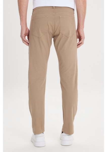 Erkek Camel Slim Fit Dar Kesim 5 Cep Pamuklu Kanvas Esnek Chino Pantolon