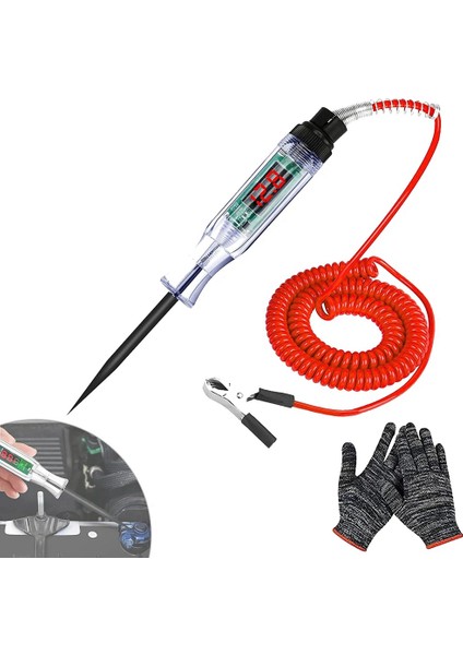 Araba Kamyon Devre Test Kalemi, Otomotiv Devre Test Cihazı, Dijital Ektrik Devre LCD Test Cihazı Kamyon Gerilim Probu Kalemi (3-70V) (Yurt Dışından)