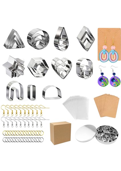 27 Adet Polimer Kil, Küpe Kartları ve Kancalarla Kil Küpe, Polimer Kil Şekilleri Yahudi Yapımı (Yurt Dışından)