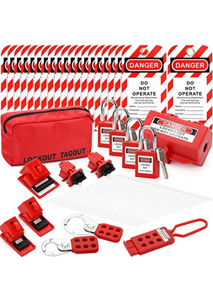 Ektrikli Kilitleme Etiketi Kiti, Çile Seti, K Epçe ve Üniversal Çok Kutuplu Devre Kesici Kilitleme, Kayış, Taşıma Çantası Seti (Yurt Dışından)